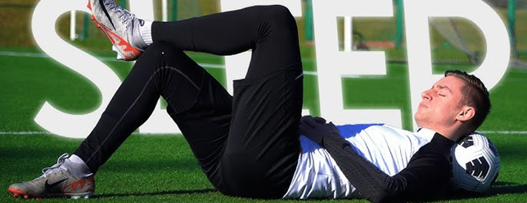 Training footballer sleeping
