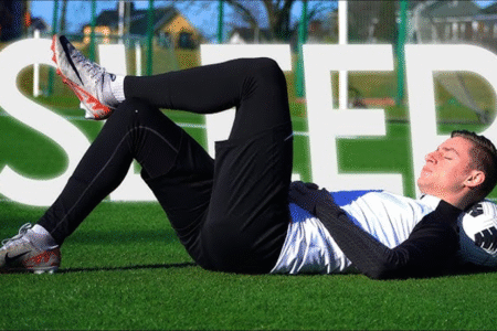 Training footballer sleeping