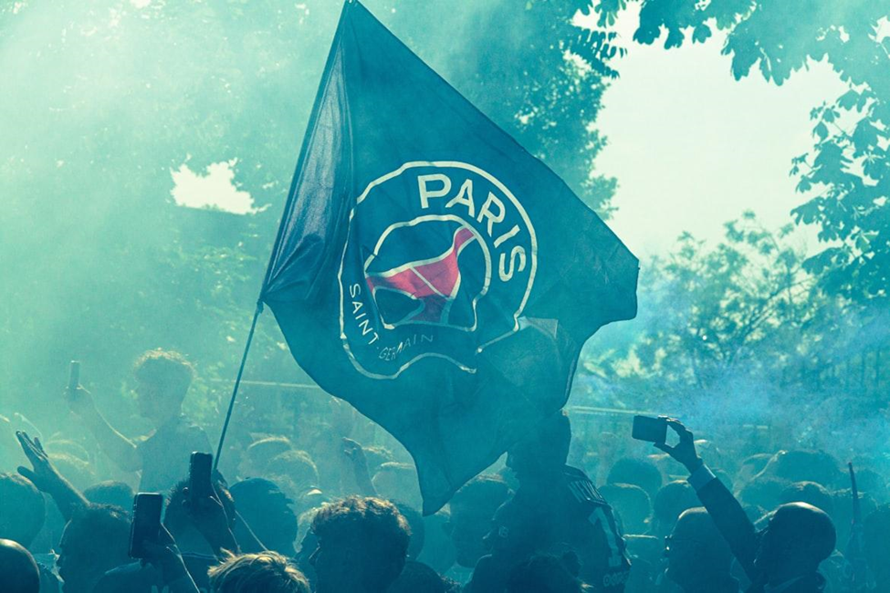 A flag of reigning European champions PSG