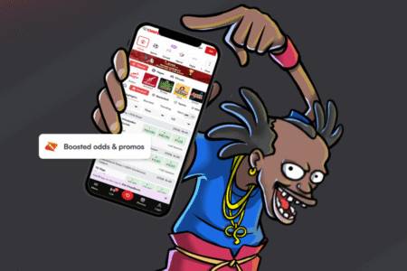 Cartoon pointing to chopwin app.